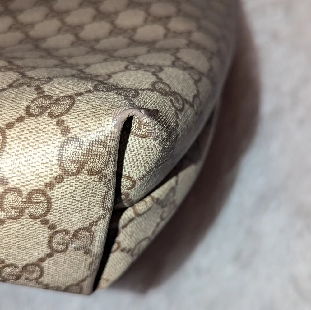 Gucci Ophidia Sherry Line Coated Canvas Tote Bag Brown Tan GUC - Picture 10 of 16